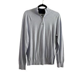 Naadam Men L Pale Blue 1/4 Zip Long Sleeve Pullover Cotton Blend Sweater